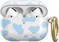 🐮 чехол niutrendz cute cow print для airpods pro: жесткий чехол из tpu для apple airpods pro с карабином (синий) логотип