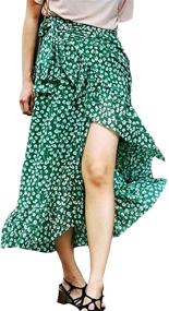 img 4 attached to ForeMode Women Print Ruffled Asymmetric Women's Clothing for Skirts