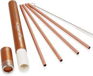 🥤 copper drinking straws gift set - authentic handcrafted 8.5 inch long copper straws for moscow mule mug (set of 4) with cleaning brush логотип