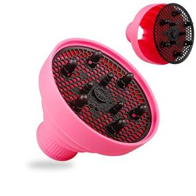 img 4 attached to 👩 Professional Silicone Hair Dryer Diffuser for Curly Thick Hair - Lightweight and Collapsible Attachment for Travel and Home Use (Pink)