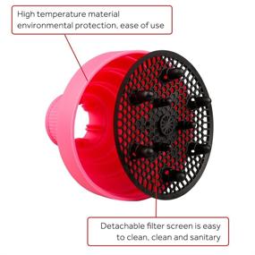 img 2 attached to 👩 Professional Silicone Hair Dryer Diffuser for Curly Thick Hair - Lightweight and Collapsible Attachment for Travel and Home Use (Pink)