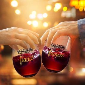img 1 attached to Romantic 18 oz Stemless Wine Glass Set for Couples, Perfect 🍷 Engagement Gifts for Fiance Fiancee, Ideal for Bachelorette Parties & Women Friends
