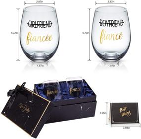 img 3 attached to Romantic 18 oz Stemless Wine Glass Set for Couples, Perfect 🍷 Engagement Gifts for Fiance Fiancee, Ideal for Bachelorette Parties & Women Friends