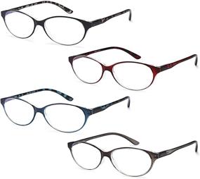 img 1 attached to Stylish & Protective Reading Glasses for Women: EYEURL Blue Light Blocking, 4 Pairs Oval Spring Hinge Readers