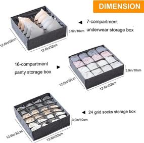 img 3 attached to 👙 STYLIFING Bra Socks Underwear Organizer 3 Pack - Gray, Foldable Closet Drawer Storage Bins for Lingerie, Bras, Underwear, Socks, and Ties - Soft Fabric Dresser Dividers