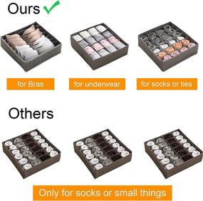 img 2 attached to 👙 STYLIFING Bra Socks Underwear Organizer 3 Pack - Gray, Foldable Closet Drawer Storage Bins for Lingerie, Bras, Underwear, Socks, and Ties - Soft Fabric Dresser Dividers