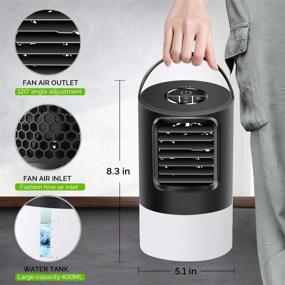 img 3 attached to Portable Air Conditioner Fan - SHSTFD Personal Desk Fan with 3 Speeds and 7 Colors Night Light for Home Office - Quiet and Convenient