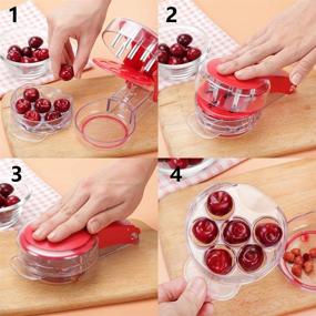 img 2 attached to 🍒 Professional Cherry Pitter Tool - Olive Pitter with Pit and Juice Container, Easily Removes Cherry Stones from 6 Fruits at Once