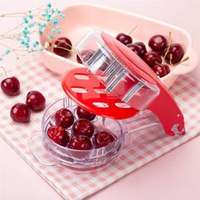 img 3 attached to 🍒 Professional Cherry Pitter Tool - Olive Pitter with Pit and Juice Container, Easily Removes Cherry Stones from 6 Fruits at Once