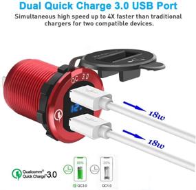 img 1 attached to 🔌 Rocketek Dual USB Charger Socket 12V Power Outlet with Quick Charge 3.0 - Optimal for Car, Boat, Marine, RV, Mobile - DIY Kit with Blue LED, Aluminum Build, Wire Fuse