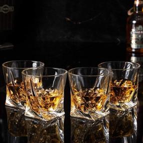 img 2 attached to 🥃 Set of 4 KANARS Crystal Whiskey Rocks Glasses - 10oz Old Fashioned Lowball Tumblers for Scotch, Cocktails, and Liquors - Perfect Gift for Men