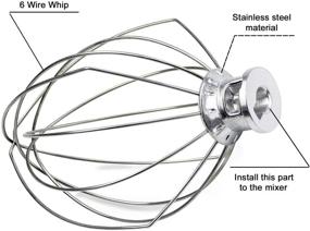 img 2 attached to 🍰 K5AWW Replacement Wire Whip for 5 Quart Lift Bowl, 6-Wire Whip Attachment - Perfect for Fluffy Whipped Cream, Boiled Frostings, and Cakes by TOMOON