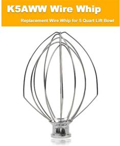 img 3 attached to 🍰 K5AWW Replacement Wire Whip for 5 Quart Lift Bowl, 6-Wire Whip Attachment - Perfect for Fluffy Whipped Cream, Boiled Frostings, and Cakes by TOMOON