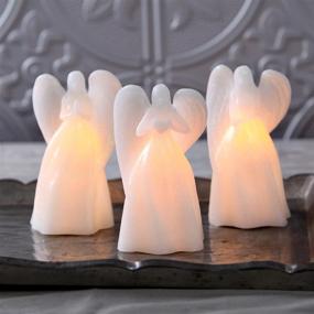 img 4 attached to 🕯️ Set of 3 Angel Flameless Candles – LED Lighted Guardian Angel Figurines, 7 Inch, Battery Operated, Timer Included, White Glitter Wax – Ideal Sympathy Gift, Holiday Decoration, or Religious Decor