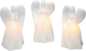 img 3 attached to 🕯️ Set of 3 Angel Flameless Candles – LED Lighted Guardian Angel Figurines, 7 Inch, Battery Operated, Timer Included, White Glitter Wax – Ideal Sympathy Gift, Holiday Decoration, or Religious Decor