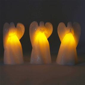 img 2 attached to 🕯️ Set of 3 Angel Flameless Candles – LED Lighted Guardian Angel Figurines, 7 Inch, Battery Operated, Timer Included, White Glitter Wax – Ideal Sympathy Gift, Holiday Decoration, or Religious Decor