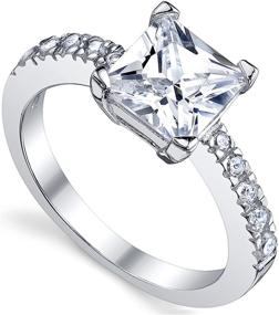 img 3 attached to 💍 1.25 Carat CZ Sterling Silver Princess Cut Engagement & Wedding Ring Sizes 5-8