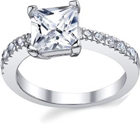 img 2 attached to 💍 1.25 Carat CZ Sterling Silver Princess Cut Engagement & Wedding Ring Sizes 5-8