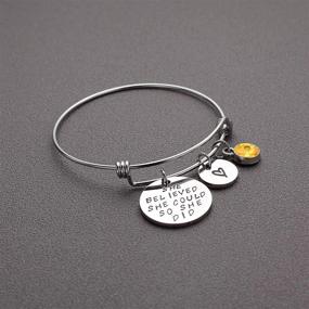 img 2 attached to LiuAnan Inspirational Expandable Bangle with Birthstone Charm: She Believed, So She Did