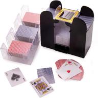 💯 complete bundle for ultimate card game experience - 6 deck battery-operated automatic electric card shuffler + 12 decks standard index poker playing cards + 9 deck rotating acrylic card tray accessory set логотип