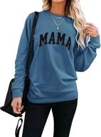 fashionable mama graphic shirts: leedya women's loose pullover tops with long sleeves, casual crewneck sweatshirt design logo