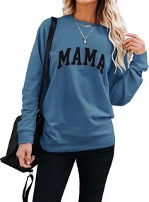 img 4 attached to Fashionable Mama Graphic Shirts: LEEDYA Women's Loose Pullover Tops with Long Sleeves, Casual Crewneck Sweatshirt Design