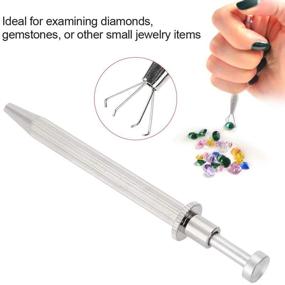 img 2 attached to 💎 Professional Stainless Steel Diamond Prong Holder Pick-up Tool - 4 Prongs, Tweezers for Parts, Beads, Gems, Jeweler Tool for Jewelry Making, Diamond Claw Catcher Grabber