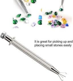 img 3 attached to 💎 Professional Stainless Steel Diamond Prong Holder Pick-up Tool - 4 Prongs, Tweezers for Parts, Beads, Gems, Jeweler Tool for Jewelry Making, Diamond Claw Catcher Grabber