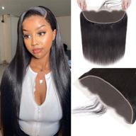 💁 jessica hair brazilian straight human hair frontal 13x4 hd lace closure - 150% density, natural black color (14 inch) logo