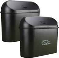 🚗 portable hanging mini car garbage can with lid - automotive wastebasket trash bin holder, plastic desktops trash can (black) logo
