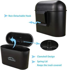 img 2 attached to 🚗 Portable Hanging Mini Car Garbage Can with Lid - Automotive Wastebasket Trash Bin Holder, Plastic Desktops Trash Can (Black)