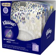 📦 convenient pack of 4 kleenex ultra soft go anywhere facial tissues, 30 count - compact and portable tissues for on-the-go use logo