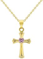 🎁 gold plated cubic zirconia small cross pendant necklace: perfect gift for little girls on special occasions logo