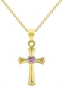 img 4 attached to 🎁 Gold Plated Cubic Zirconia Small Cross Pendant Necklace: Perfect Gift for Little Girls on Special Occasions