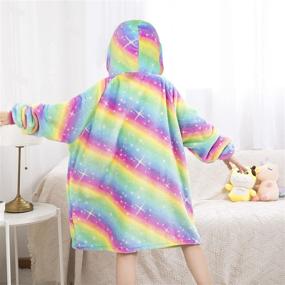 img 1 attached to 🦖 Pink Dino Oversized Wearable Blanket Hoodie: Soft Fleece Hooded Blanket with Pockets for Kids and Girls