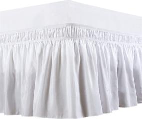 img 4 attached to Elastic Dust Ruffles in King Size - White 16-Inch Drop Wrap Around Bed Skirts: Easy Fit and Bedskirt Dust Ruffles