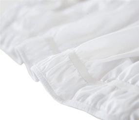img 2 attached to Elastic Dust Ruffles in King Size - White 16-Inch Drop Wrap Around Bed Skirts: Easy Fit and Bedskirt Dust Ruffles