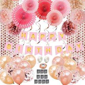 img 4 attached to 🎉 Liliville 71pcs Birthday Decorations: Rose Gold All-in-One Package for Women/Girls, Ideal for All Party Themes