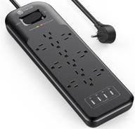 💡 iclever power strip with surge protector | 1875w/15a, 4200j, 12 ac outlets, 4 usb ports (5v/4.8a), 6.6ft extension cord, flat plug | wall mountable | etl listed | ideal for home, office, dorm logo