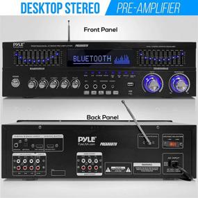 img 3 attached to 🎶 Wireless Bluetooth Home Stereo Pre-Amplifier - Desktop Audio Rack Mount Receiver with Radio, USB/AUX/RCA/Mic Inputs, Optical/Coaxial Support, AC-3, DVD Compatibility, and Dual 10 Band EQ - Pyle PREA86BTH