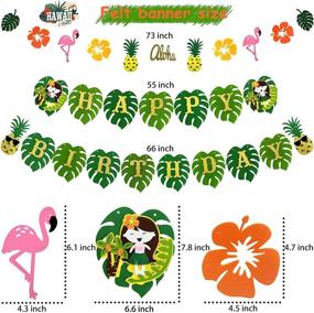 img 2 attached to 🌴 TREWAVE Tropical Luau Party Decoration Pack: Hawaiian Beach Party Supplies for Birthday Celebrations featuring Felt Birthday Banner, Foil Coconut Tree, Balloons, Leaves, Cake Toppers, Pineapple Décors