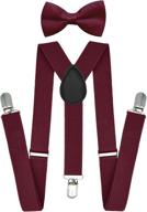 👔 adjustable elastic y shape strong clips trilece kids suspenders and bow tie set - 1 inch wide for boys, girls, and toddlers logo