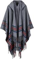 🧣 djb women's hooded stripe tassel poncho cape cardigan wrap shawl: stylish and versatile logo