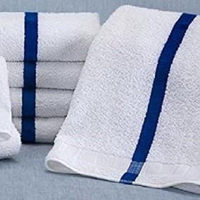img 3 attached to 🛀 New 22x44 Absorbent Center Stripe Bath Pool Towels - Set of 6, Hotel Motel Quality, White/Blue, by Omni Linens