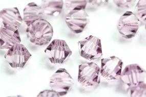 img 2 attached to 💎 100pcs Authentic Preciosa Bicone Crystal Beads 6mm Light Purple Amethyst - Swarovski Crystals Compatible - Pre-B641