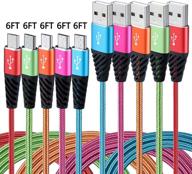 🔌 bynccea android charger cable fast charge: nylon braided micro usb cable 6ft 5-pack phone charger for samsung galaxy, lg, htc, motorola, sony, xbox one, ps4 - fast charging cord for s6 s7 edge j3 j7 logo