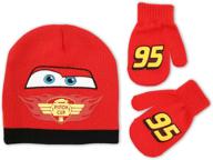 🐭 disney boys' mickey mouse and lightning mcqueen winter hat & gloves set (toddler/little boys) logo