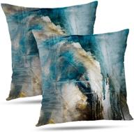 🎨 wayato oil-painting 18 x 18 decorative pillow covers: abstract canvas color artwork grunge design, double-sided turquoise square cushion covers for living room sofa logo