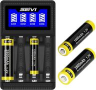 🔋 seivi 2800mah перезаряжаемые батарейки ni-mh формата аа (4 штуки) + 1000mah перезаряжаемые батарейки формата ааа (4 штуки) с умной зарядкой lcd-дисплеем - порт usb 2a (sn04+4aa+4aaa) логотип