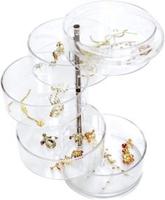 img 4 attached to 💍 Small Jewelry Box Earring Holder: 5-Layer Rotatable Jewelry Organizer for Women | Transparent Jewelry Storage Box with Lid for Earrings, Necklaces, Bracelets | Accessory Storage Tray